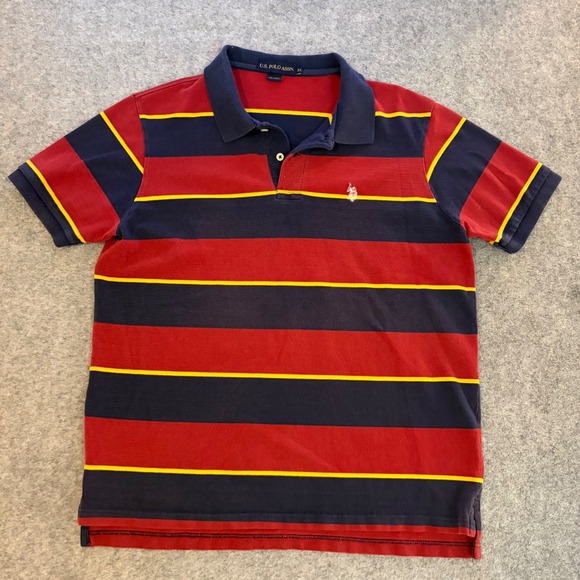 U.S. Polo Assn. Other - US Polo Assn Mens XL Polo Shirt Red Navy Blue Yellow Striped Short Sleeve